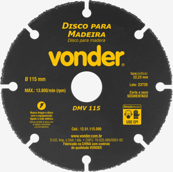 Disco de corte para madeira, 115 mm, DMV 115, VONDER