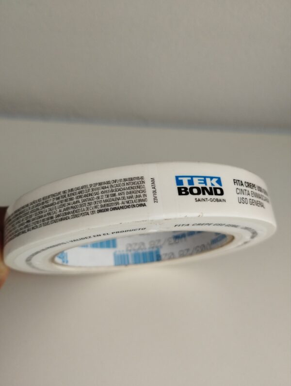Fita crepe, 18 mm x 50 m, creme, uso geral, TEKBOND - Image 2