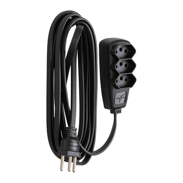 Extensão Elétrica 3m 2P+Terra 10A, Preta Sort Bivolt Daneva - Image 3