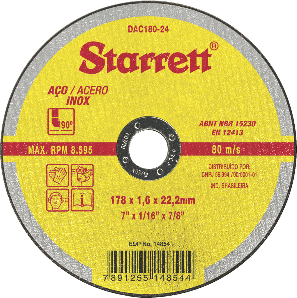 Disco de corte 178 mm x 1,6 mm x 22,23 mm STARRETT